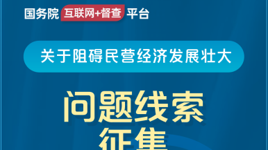 操亚洲骚逼逼国务院“互联网+督查”平台公开征集阻碍民营经济发展壮大问题线索